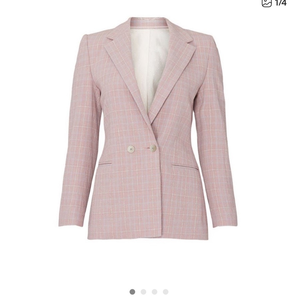 Rebecca Taylor Rose Plaid Double-Breasted Blazer